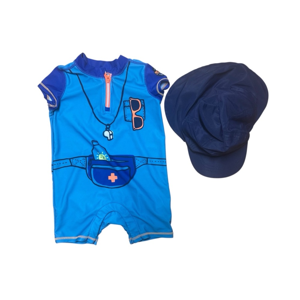 GAP Baby Swimsuit One Piece Rashguard Short Sleeve and Shark Hat